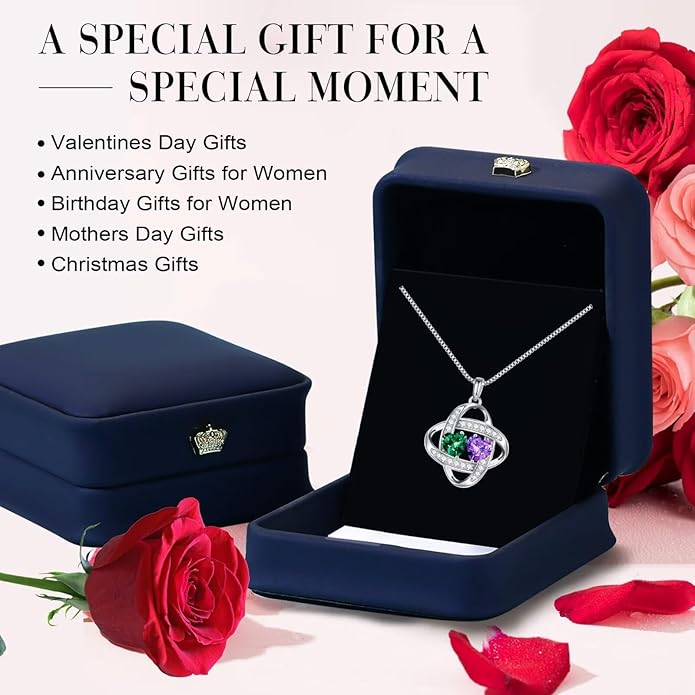 Iefil Valentines Day Gifts for Her - 925 Sterling Silver Love Knot Necklace, Anniversary Birthday Jewelry Gifts for Wife Girlfriend Mom