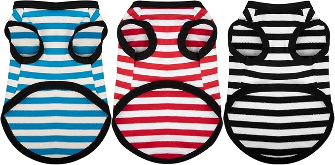 3 Pieces Dog Striped Shirt Light Color Cotton Sleeveless Puppy Pet Shirts Breathable Apparel Tank Top Colorful Puppy Sweatshirt Clothes for Small Medium Dogs 4XL