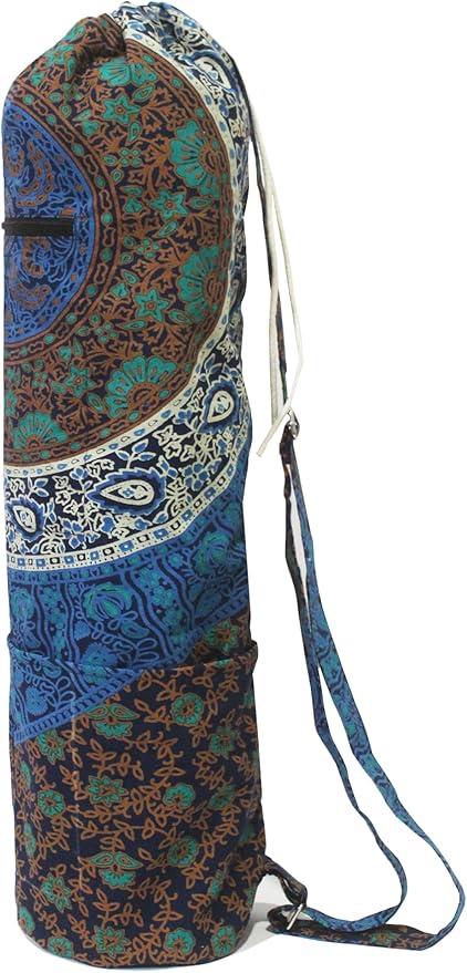 INDIAN CRAFT CASTLE ICC Yoga Mat Bag Carrier Full-Zip Exercise Yoga Mat Carry Bag for Women Men with Multi-Functional Storage Pockets and Adjustable Shoulder Strap 26X6 Inches