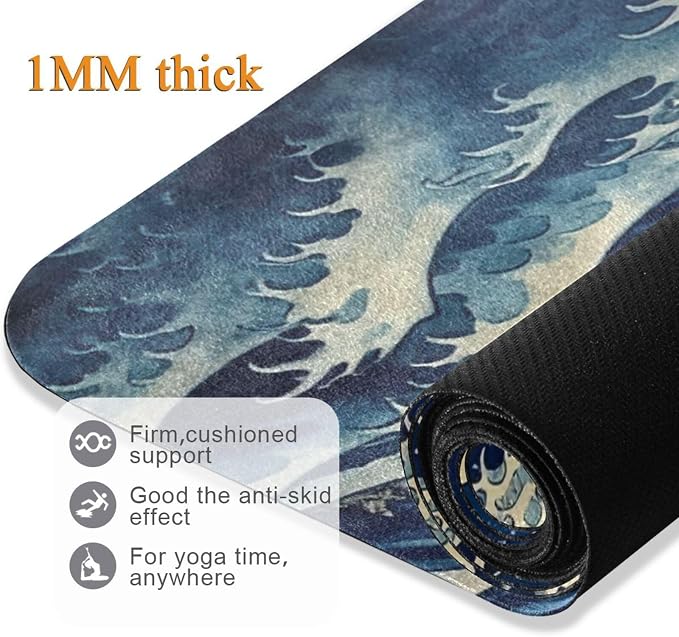 Skull Yoga Mat for Women Men 71" x 26" Non Slip Exercise & Fitness Mat 1mm Thick Workout Mat for Yoga, Pilates, Come with Storage Bag