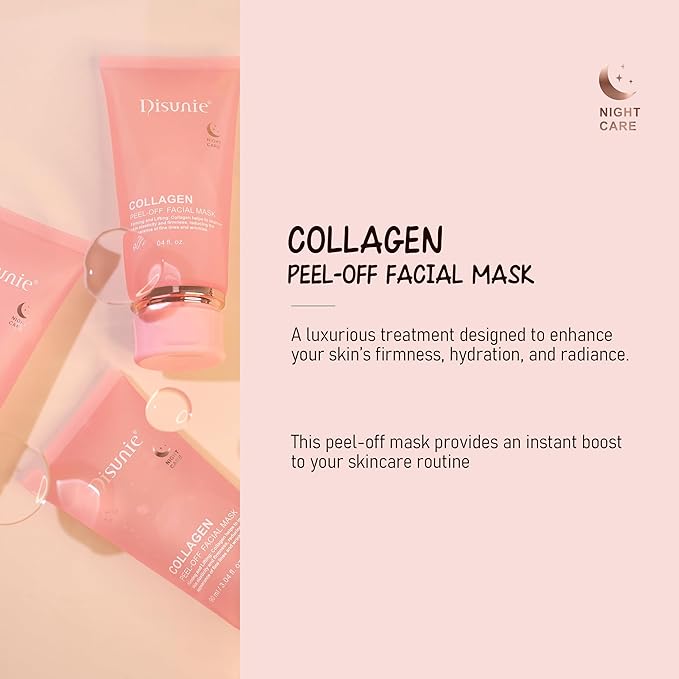 Collagen Overnight Wrapping Mask, 3.04 oz （Includ brush） Ceramide NP & Niacinamide Night Peel-off Facial Mask, Hydrolyzed Collagen For Glowing Skin, Moisturize Increase Elasticity Brighten