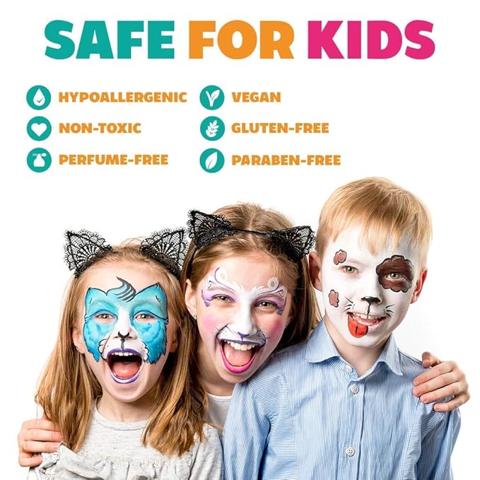 Kraze FX Dome Stroke - Puppy (25 gm), Professional 1-Stroke Split Cake, Hypoallergenic, Non-Toxic, Water Activated Face & Body Painting Makeup Supplies for Sensitive Skin, Kid Safe, Adults