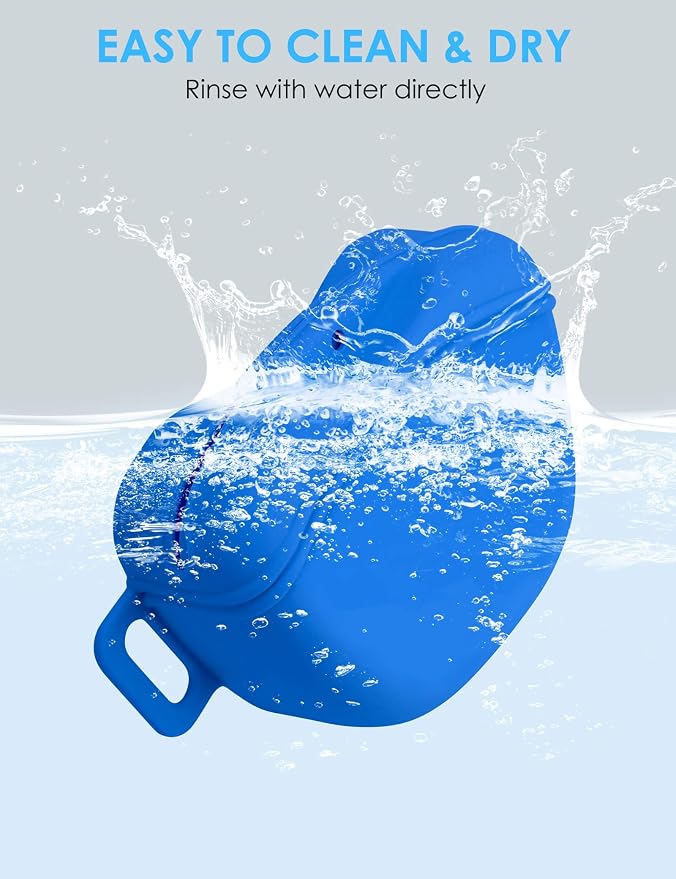 heouvo 1.67 Cup Dog Treat Pouch with Training Clicker (Blue) | Magnetic Closure, Silicone Bag with Waist Belt for Pet Training & Walking, Easy One-hand Treat Access