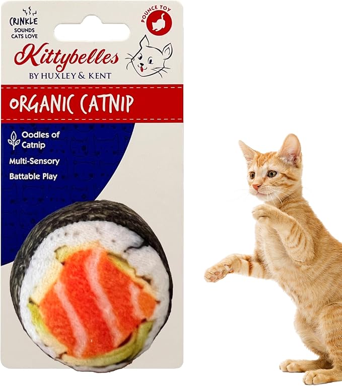 Huxley & Kent Plush Crinkle Catnip Cat Toy, Classic Sushi