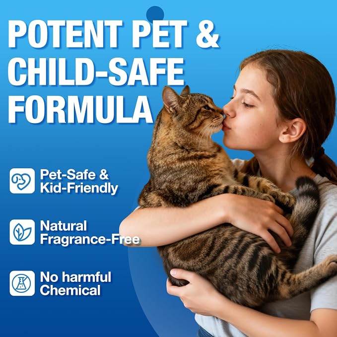Pet Odor Eliminator Spray for Home, Fragrance Free Dog and Cat Urine Odor Remover for Carpet, Litter Box, Furniture, Pet Bedding and Floors, Colorless, 25 Fl Oz