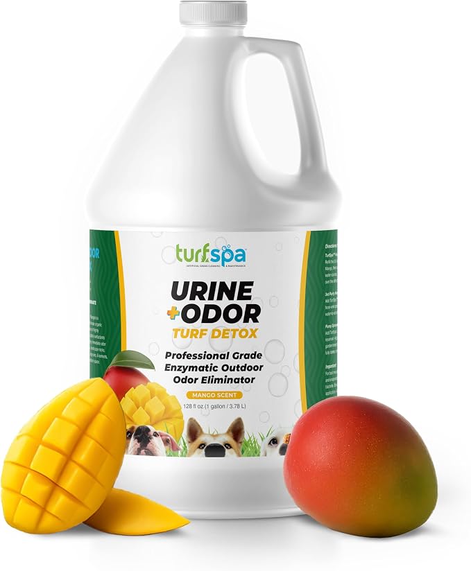 Urine & Odor Turf Detox Mango Enzyme Cleaner, Gallon Refill | Odor eliminator for artificial grass, turf, concrete, patios and kennels; enzymatic pet urine cleaner for dogs and cats