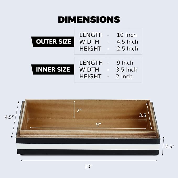 Handicrafts Home Decorative Storage Box 10x4.5 – Remote Control Holder, Jewelry Organizer, Modern Decorative Box with Lid, Boho Chic Home Décor Accent, Vintage Memory Box for Living Room Shelf Décor