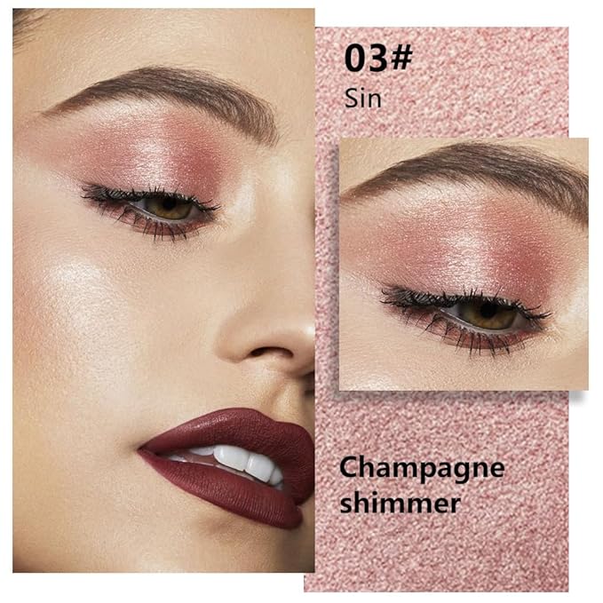 Glittler Single Eye Shadow Palette Makeup, Champagne Shimmer Monochrome Eyeshadow For Old Women, Pigmented Waterproof Sombras Para Ojos, Vegan, Talc, Paraben & Cruelty Free, 03