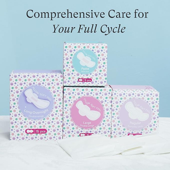 PurComfy Teens Period Pads with Wings for Tweens, Organic Cotton Sanitary Pads for Teen Girls 9-14, Mini Petite, 15 CT (Pack of 2)