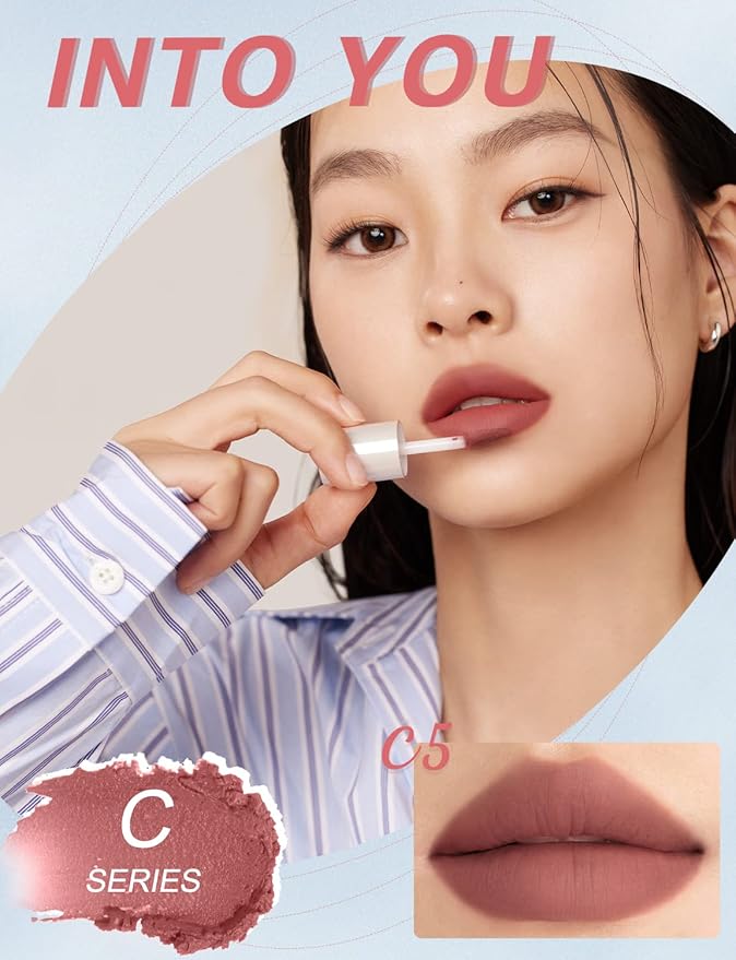 INTO YOU Matte Lipstick, Super Stay Lipstick for Women, Lip Stain Long Lasting Waterproof, Lip Mud Soft Lightweight, Smooth Lip Clay Mousse, Dual-Use For Lips And Cheek, Nude Lipstick (C5)