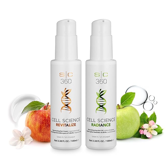 StyleCraft SC360 Cell Science Glow Cream & Shine Enhancing Hair Oil Duo Kit - Nourishing & Strengthening Hair Care with Apple Cell Extract, Jojoba, Grape Seed & Argan Oils - 2 x 100mL