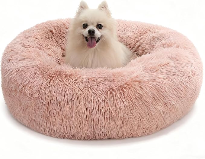 Washable Calming Dog & Cat Bed for Ultra Large Small Medium Size Pet | Donut Round Cute Warming Mat House Supply Indoor, 8 Sized Deal Necessity Essential Furniture for Boy Girl Puppy Kitten kitty