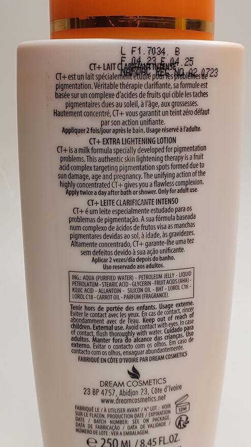 CT+ Clear Therapy Extra Lightening Skin Cream 6.76 & Lotion 8.45oz & Soap 6.17oz & Serum 2.37oz