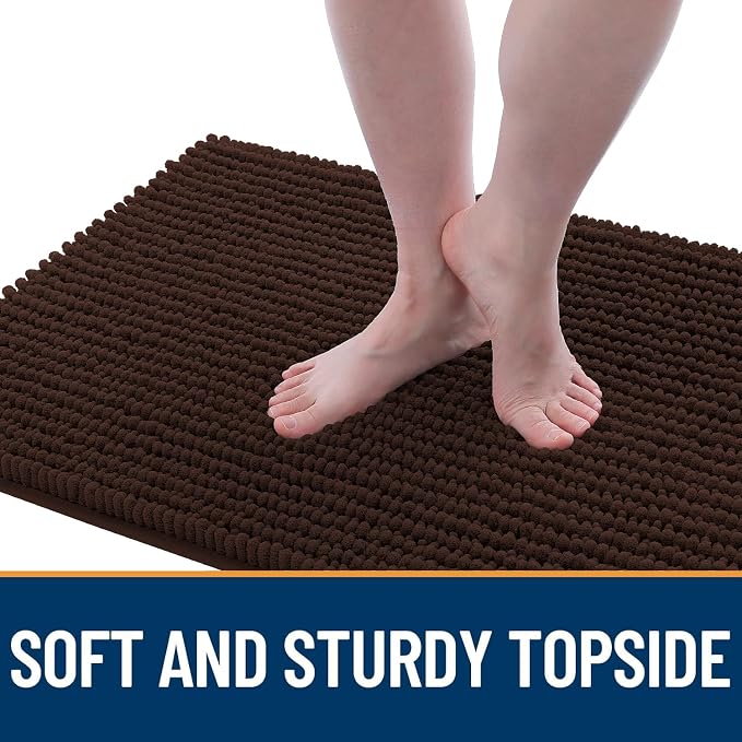 OLANLY Dog Door Mat for Muddy Paws 40x32, Extra Absorbent Chenille Mud Mat | Brown, Absorbs Moisture and Dirt, Non-Slip Machine Washable Doormat, Quick-Drying Indoor Entryway Floor Mat for Dogs