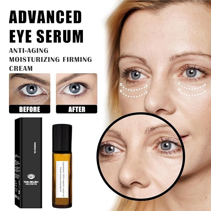 2 Pcs Eye Rollerball Castor Oil and Frankincense,Eye Roller Castor Oil and Frankincense Eye Roller for Eyes, Bags Under Eyes