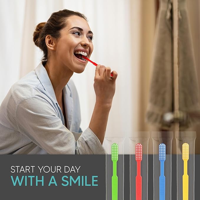 Pruvade 300 Pack Disposable Toothbrushes with Toothpaste, Built in | Prepasted Toothbrushes Individually Wrapped | Single Use Waterless Tooth Brush Soft Bristles for School, Hotel, Camping, Travel