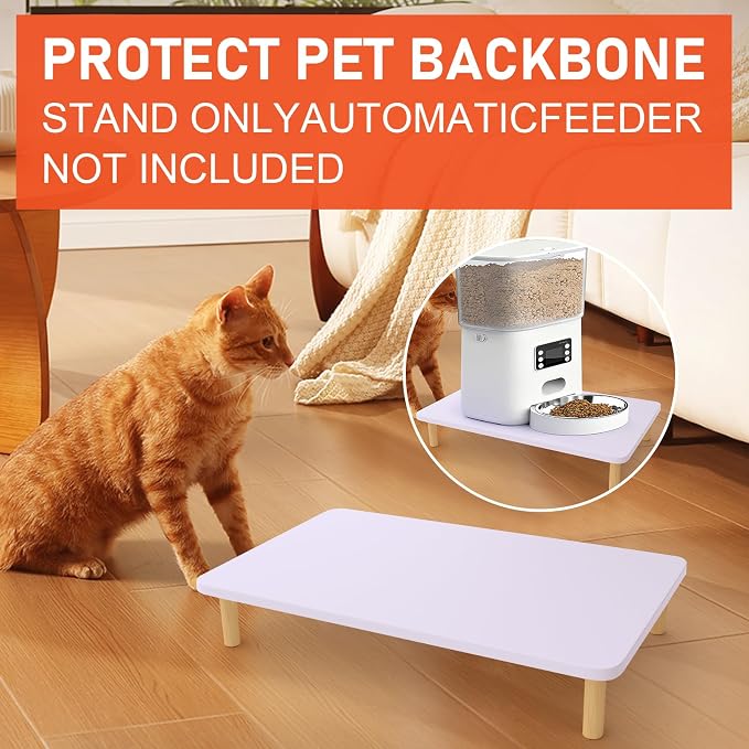 Elevated Cat Food Stand, Raised Pet Feeding Table for Cats and Dogs | Compatible with Most Bowls & Automatic Feeders, Elevated Cat Feeding Station, Cat Feeder Stand, Solid Wood, Healthy Posture L