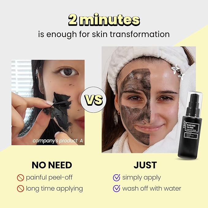 Coxir TXA Black Rice Pore Mask – Korean 3-in-1 Wash-Off Mask Serum| Pore Purifying, Blackhead Care, Hydrating, Skin Toning Treatment with TXA & Black Rice |Vegan K-beuaty Face Mask [50ml/1.69 fl.oz]