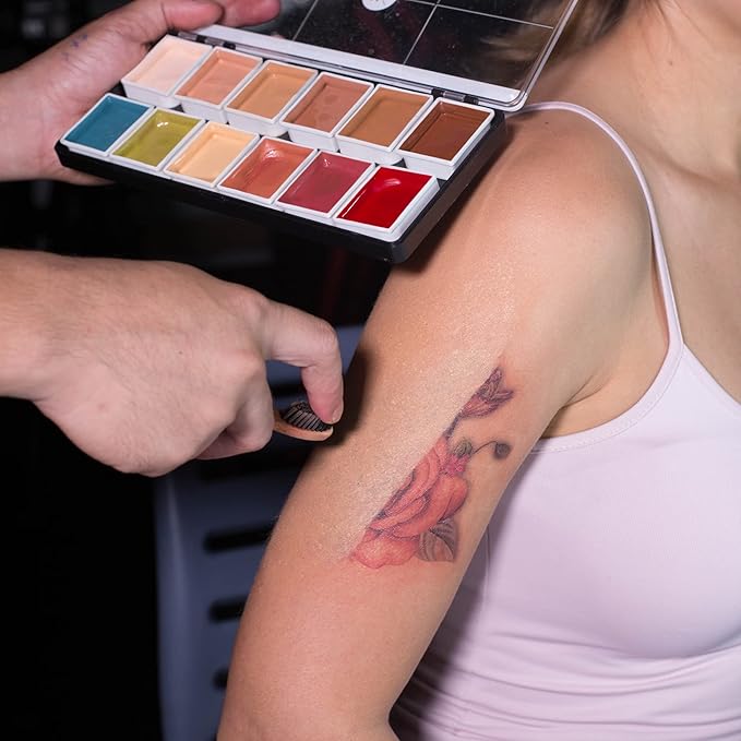 Narrative Cosmetics Flesh Tone Alcohol-Activated Palette, Activator, and Remover Kit, Professional SFX Makeup Set, Tattoo Cover