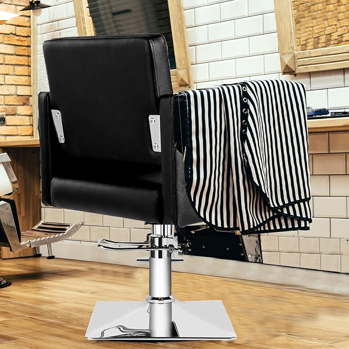Barber Salon Chair for Hair Stylist, Heavy Duty Hydraulic Pump Stylist Chair, 360 Degrees Rolling Swivel Adjustable Spa Beauty Equipment for Barbershop/Home, Black (Black)