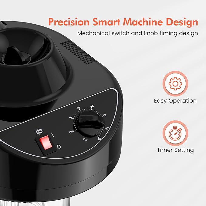 TASALON Professional Hair Steamer for Deep Conditioning, Hooded Dryer for Oil & Dye & Natural Hair, Mechanical Button & Knob Timing, Deep Moisturizing Hair Care, Hot Mist for Spa, Home Use, Salon