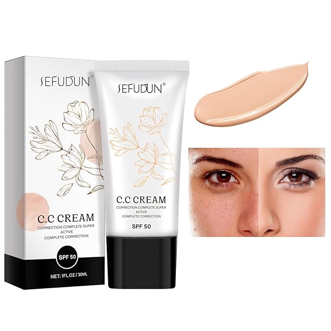 NIFEISHI CC Cream 2 Pack, Self Adjusting for Mature Skin, Super Active Foundation With SPF 50 for Face and Body Color Correcting