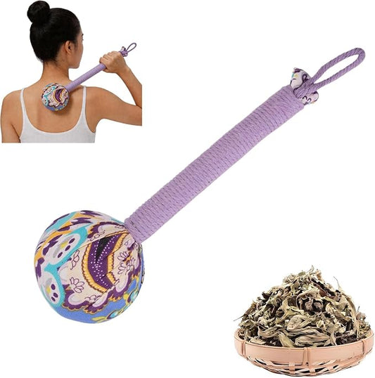 Manual Massage Hammer, Mugwort Massage Hammer, Handheld Body Percussion Tool for Back Neck Shoulder Leg Muscle Relief 26cm-Purple