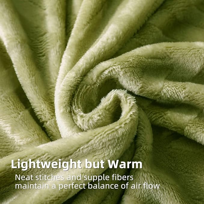 Whale Flotilla Flannel Fleece Fall Bed Blanket Queen Size, Olive Green | Lightweight Breathable Soft Bedspread, Plush Fluffy Coverlet Chevron Design Decorative Blanket for Home Life, 90x90 Inch