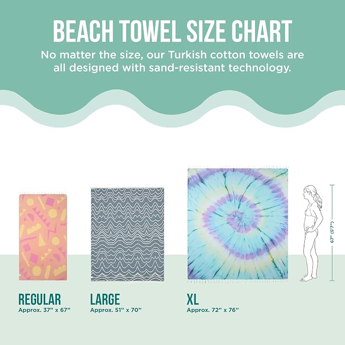 Sand Cloud Turkish Beach Towel - Sand Resistant - 100% Certified Organic Turkish Towel - Quick Dry Towel for Beach, Picnic, Blanket or Bath Towel - As Seen on Shark Tank - Gocek (Coral) (Pack of 2)