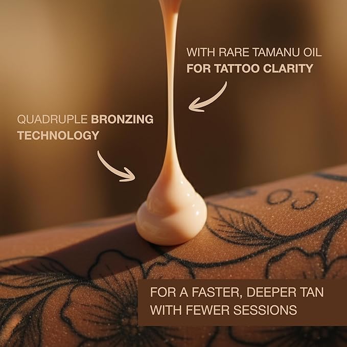 Onyx Tattoo Rose Indoor Tanning Accelerator with Bronzer for Women - Tattoo Fade Protection, Deep Hydration, Fast Dark Tan | Tanning Bed Lotion | 8.5 fl oz