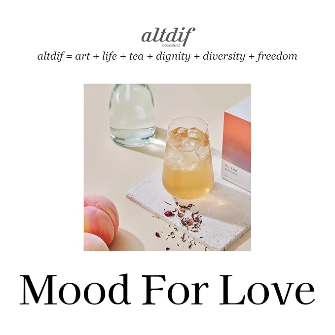 ALTDIF Cranberry White Tea Mood for Love Tea Bag Set – Sweet & Fragrant White Tea with Juicy Peaches and Jasmine Flowers – Luxury Herbal Tea Set for Relaxation & Romantic Moments - 8 Pyramid Teabags