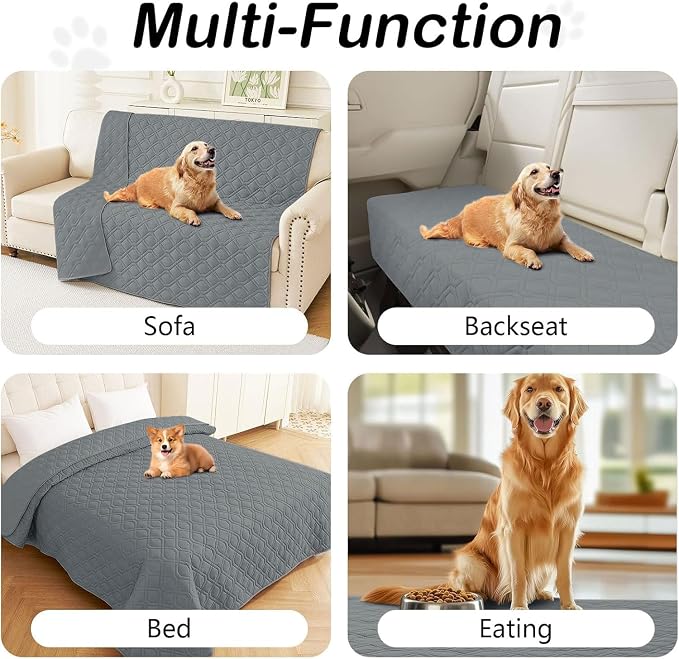 Waterproof Dog Bed Blanket - Soft Pet Blanket & Sofa Cover for Dogs | Reversible Washable Furniture Protector, Couch Covers for Pets (30x70 Inch, Dark Grey/Dark Grey)