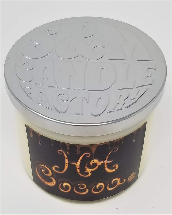 Hot Cocoa & Cream Candle ~3 Wick Scented Soy Wax 14.5oz Candle ~ 80 Hour Burn Time ~ Aromatherapy Soy Candles ~ Made in USA (14.5 oz, White)