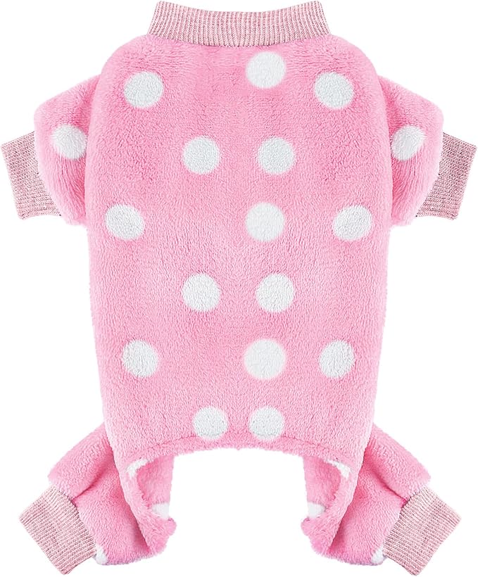 Yikeyo Dog Sweater, Dog Sweaters Pajamas for Small Dogs, Winter Pet Onesies Pjs,Puppy 4 Legged Sweater Clothes for Chihuahua Yorkie Teacup Jumpsuit,Cute Pet Outfits Apparel,Pink,XXS,Chest 12.2 in