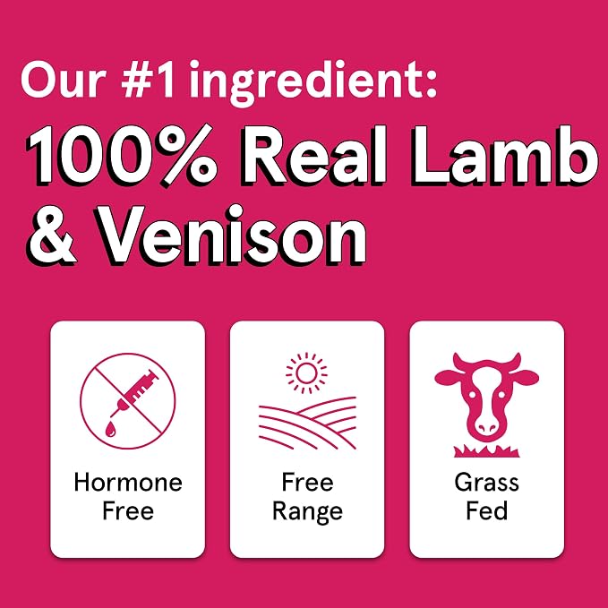 TRMC Real Meat Dog Treats - Three 12oz Bag of Bite-Sized Air-Dried Lamb & Venison Jerky for Dogs - Grain-Free Jerky Dog Treats with 95% All-Natural, Free-Range, Grass Fed Lamb & Venison