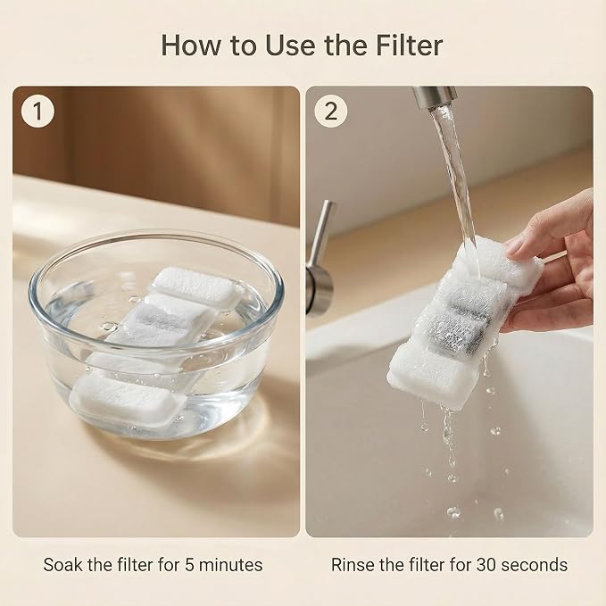 12 Packs Replacement Filters for LUMOVET 2.8L Cat Water Fountain | 6 Pack Filters + 6 Pack Sponges 4 Months Set