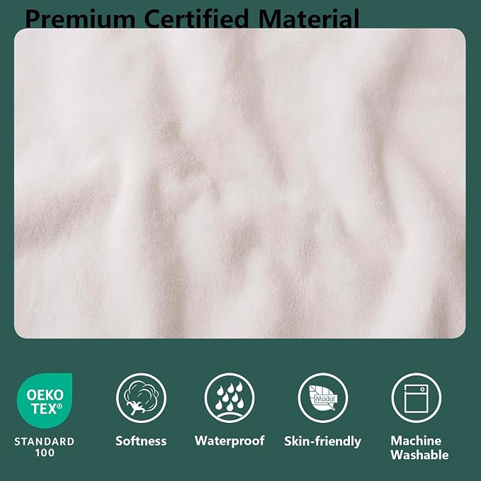 Waterproof Blanket - Reversible Dog Throw as Furniture Protector | Soft Velvet & Flannel, TPU Leak-Proof Liner, Machine Washable, Fits Couch and Bed, 82" x 120", Green/Cream