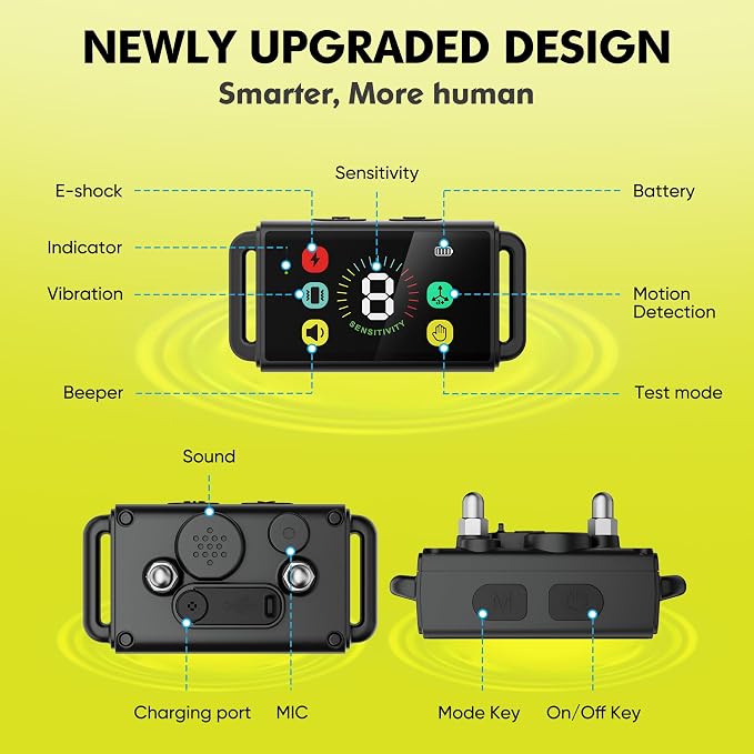 Dog Bark Collar, IP67 Waterproof Anti Barking Training Collar with 8 Adjustable Sensitivity,Rechargeable Bark Shock Collar with Beep Vibration Shock for Large Medium Small Dogs(Outdoor&Indoor)