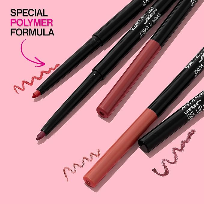 wet n wild Perfect Pout Matte Retractable Gel Lip Liner Pencil, Rich Creamy Long Lasting Color, Well-Defined and Flawless Application, Vegan & Cruelty-Free - Purple Lay Down the Mauves (Pack of 2)