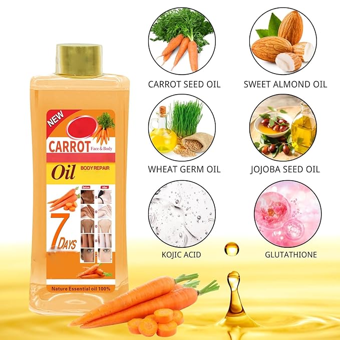 200ml Carrot Oil for Skin Brightening - Organic Carrot Oil for Face - Soft 7 Body Oil, Moisturizing