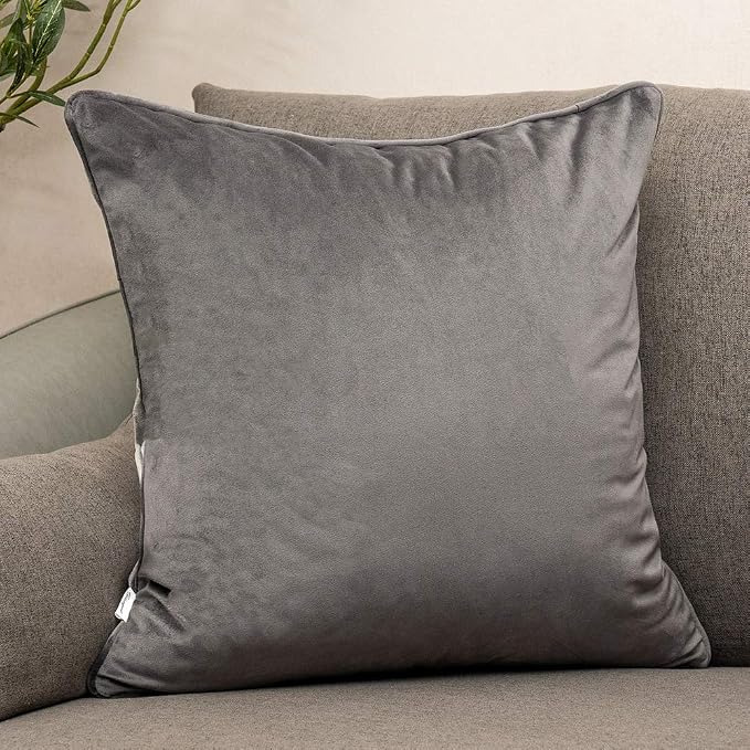 Silver Grey Square Throw Pillow Cover Wavy Velvet Cushion Cover Modern Zippered Pillowcase for Sofa Couch Bedroom Living Room Chair, 20 x 20 Inch