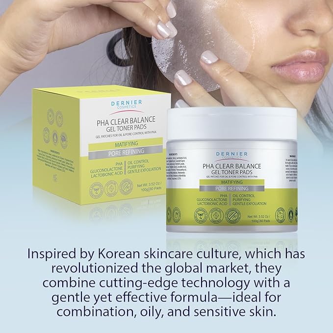 Dernier Beauty Exfoliating Face Pads – PHA & Gluconolactone Face Scrub with Astringent Action – Oil Control Pore Minimizer – Gentle Daily Exfoliation for Smooth Radiance | 100g - 80 Pads