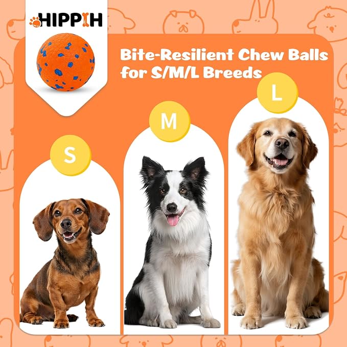 HIPPIH Dog Balls Tennis Balls, Dog Chew Toys for Aggressive Chewers ETPU | 3PCS Interactive Puppy Toys for Teething, 3'' Fetch Ball Water Toy for Small/Medium Breed,High Bouncy & Floating Dog Pool Toy