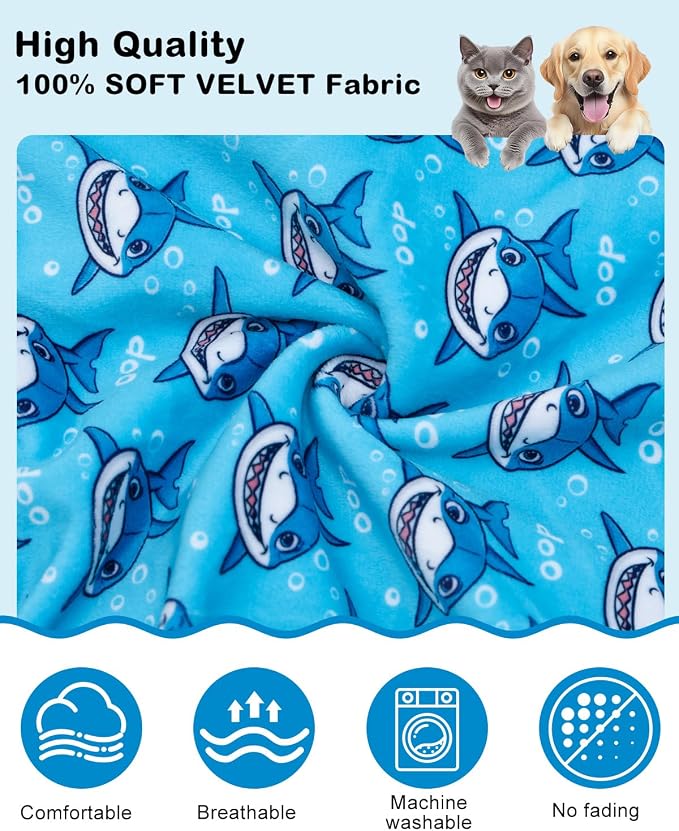 CuteBone Shark Costume Dog Pajamas, Stretchy Spandex Crystal Velvet Sleepwear Coat for Small Dogs, Soft & Warm Pet Outfit Clothes for Cold Weather, Cozy Pullover Design COSP07-3XL