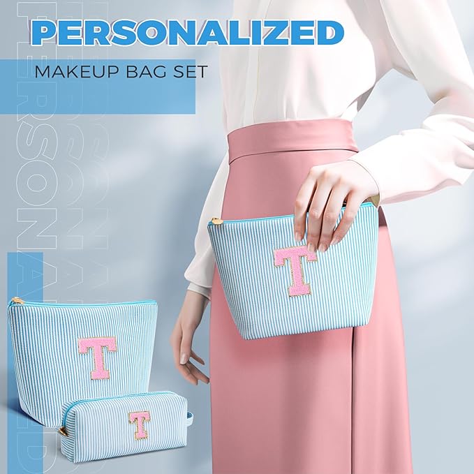 Teacher Appreciation Gifts,Thank You Gifts from Students,Birthday Teacher Retirement Gifts for Women,Teachers Day Gift Ideas,Makeup Bag Set Cosmetic Bag - Blue,T