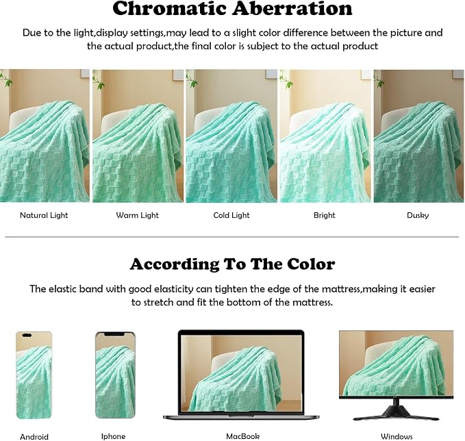 NEWCOSPLAY 3D Checkered Flannel Throw Blanket, Aqua Checkered, 50"x70" | Super Soft Cute Lightweight Decorative Premium Silky Fleece Blanket for Couch Sofa Bed, Gift for Women Men, All Season Use