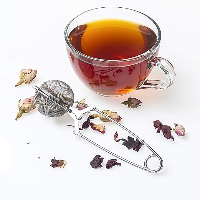 Tea Strainers for Loose Tea, JEXCULL 4 Pack Tea Infuser with Handle Fine Mesh Tea Ball Filter Tea Diffusers Steeper for Loose Leaf Tea, Spices, Seasonings