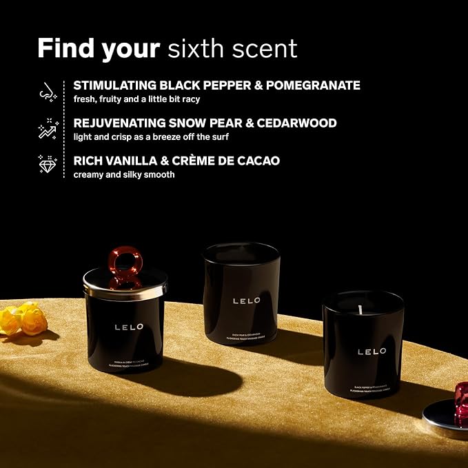 LELO Flickering Touch Massage Candle, Melts into Massage Oil, Scented Candle Body Massage Oil, Luxury Skin Treatment, Vanilla & Creme de Cacao Scent