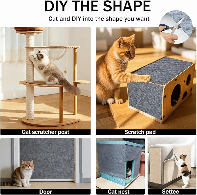 78.8"x15.8" Beige Cat Scratch Mat for Furniture DIY Climb Cat Scratcher Mat for Covering Cat Tower,Cat Scratching Post(2M,Beige)