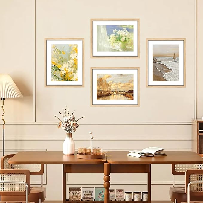 11x14 Picture Frame 2 Pack, Photo Frame with HD Plexiglass, Display Pictures 8x10 with Mat or 11x14 Without Mat, Natural Picture Frames Collage Wall Decor, Gallary Wall Frame